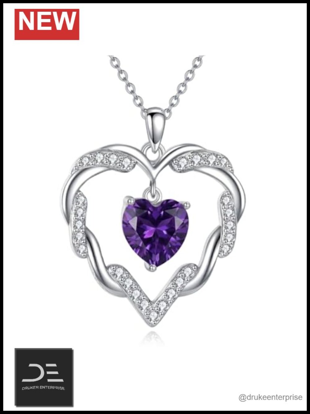 Heart Pendant Necklace 925 Sterling Silver Moissanite Adjustable